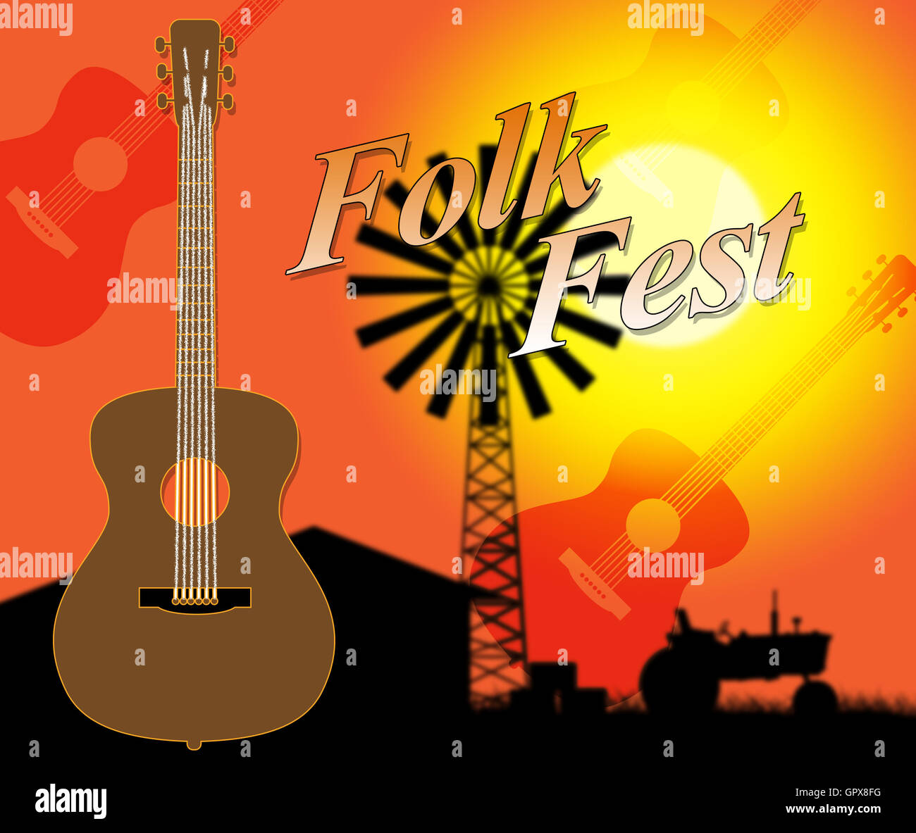 Volksfest mit Country-Musik und Unterhaltung Stockfoto
