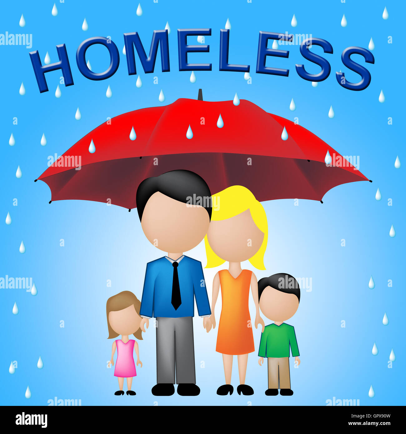 Obdachlose Familie Angabe Elend Haushalts- und verlassenen Stockfoto