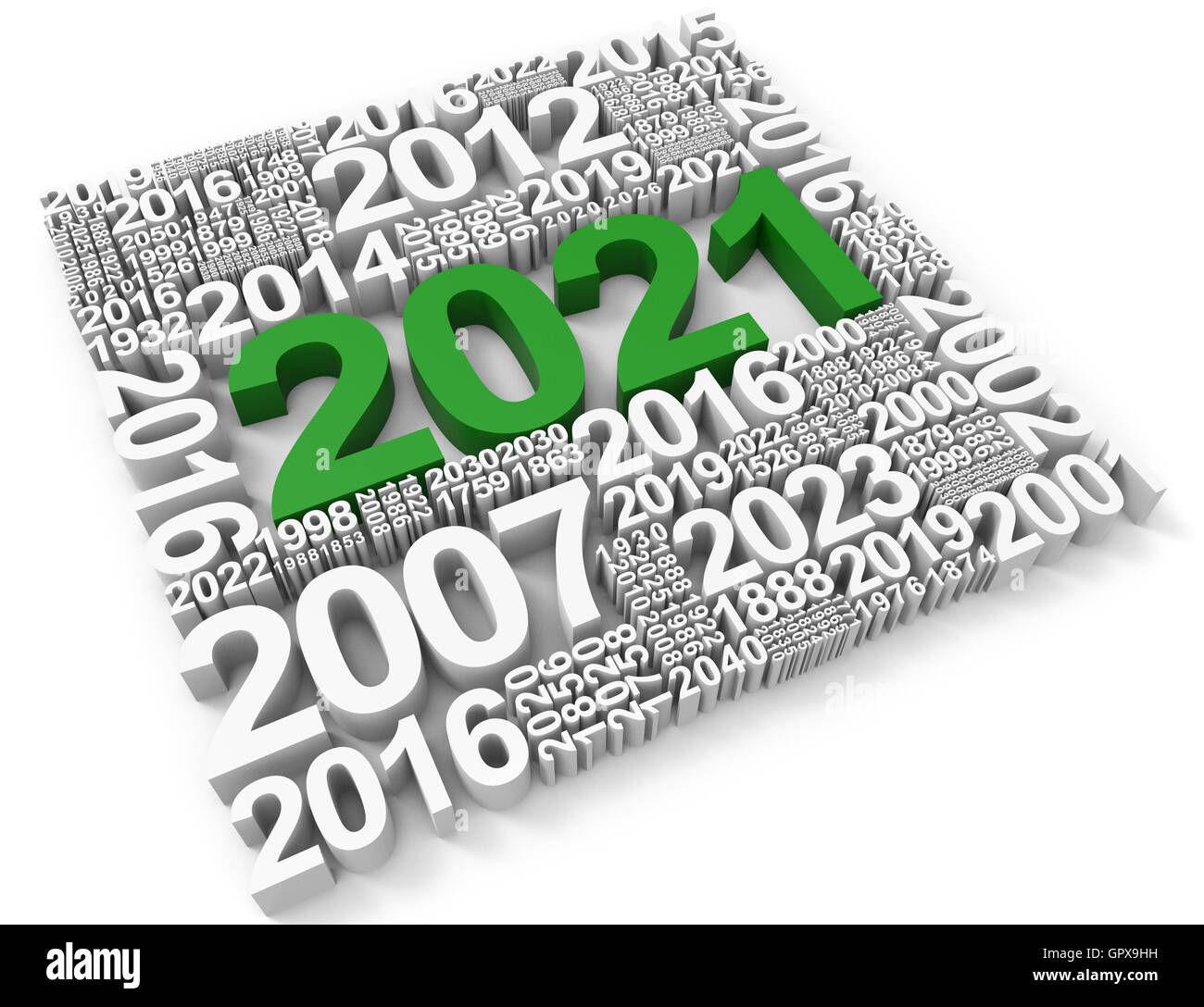 Zwei tausend einundzwanzig Angabe frohes neues Jahr und 3d Rendering zu feiern Stockfoto