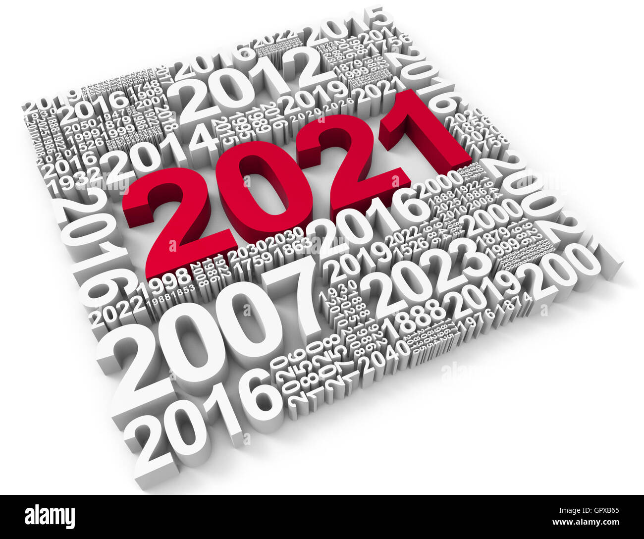 Zwei tausend einundzwanzig Angabe frohes neues Jahr und 3d Rendering zu feiern Stockfoto