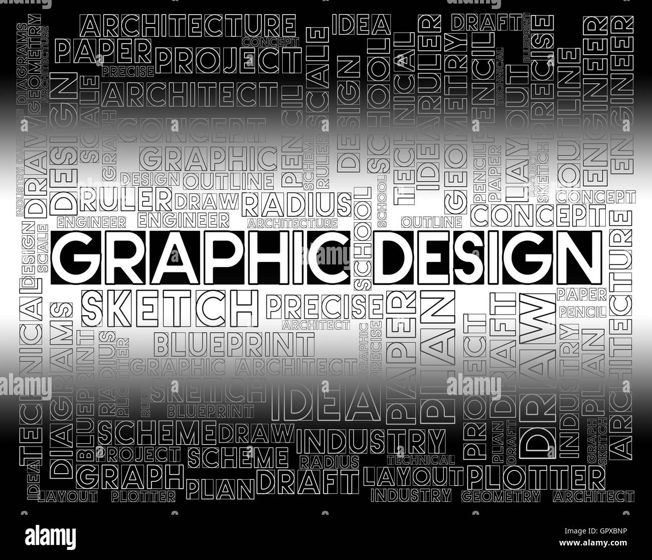 Grafik-Design Artwork Konzept zeigt und entwickelt Stockfoto
