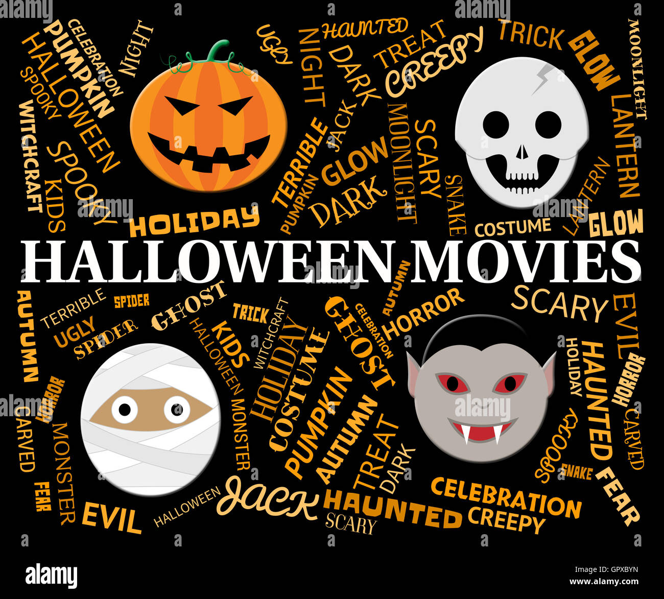 Halloween Filme Angabe Trick oder Festlichkeit und Motion Picture Stockfoto