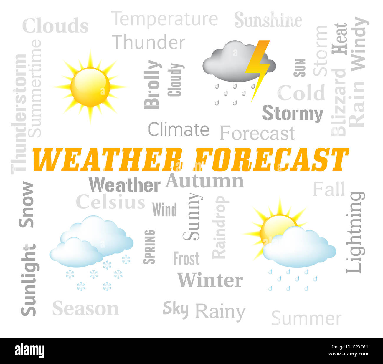 Wettervorhersage Bedeutung Wetter und Klima Stockfoto