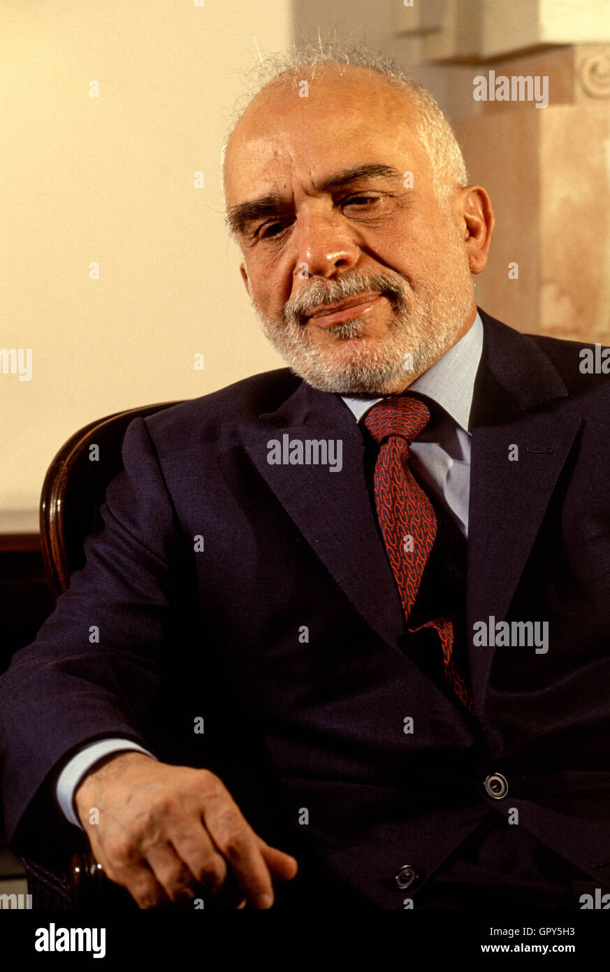 1990er Jahre - Amman - König Hussein von Jordanien im königlichen Palast. Stockfoto