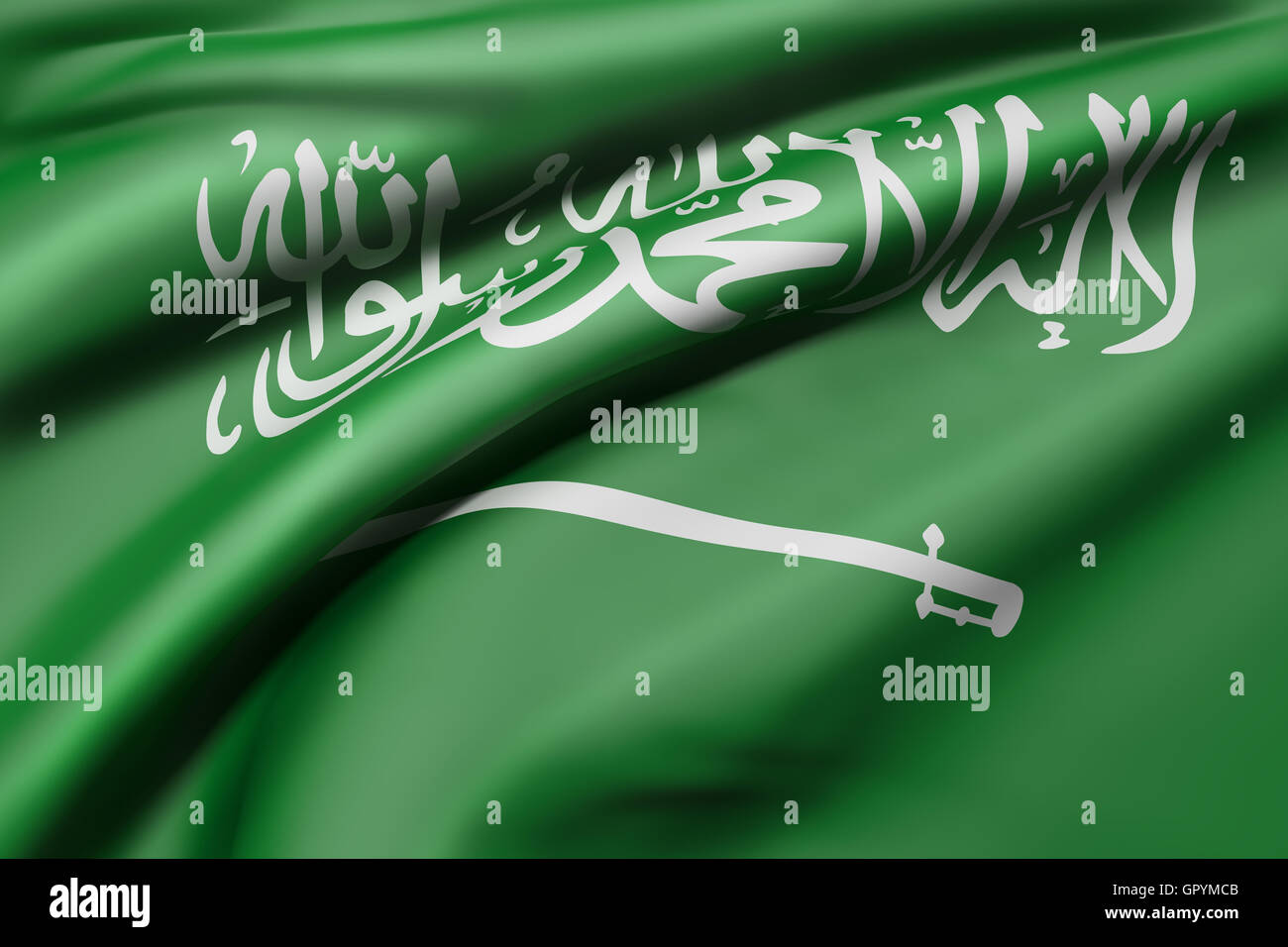3D-Rendering des Königreichs Saudi-Arabien Flagge winken Stockfoto