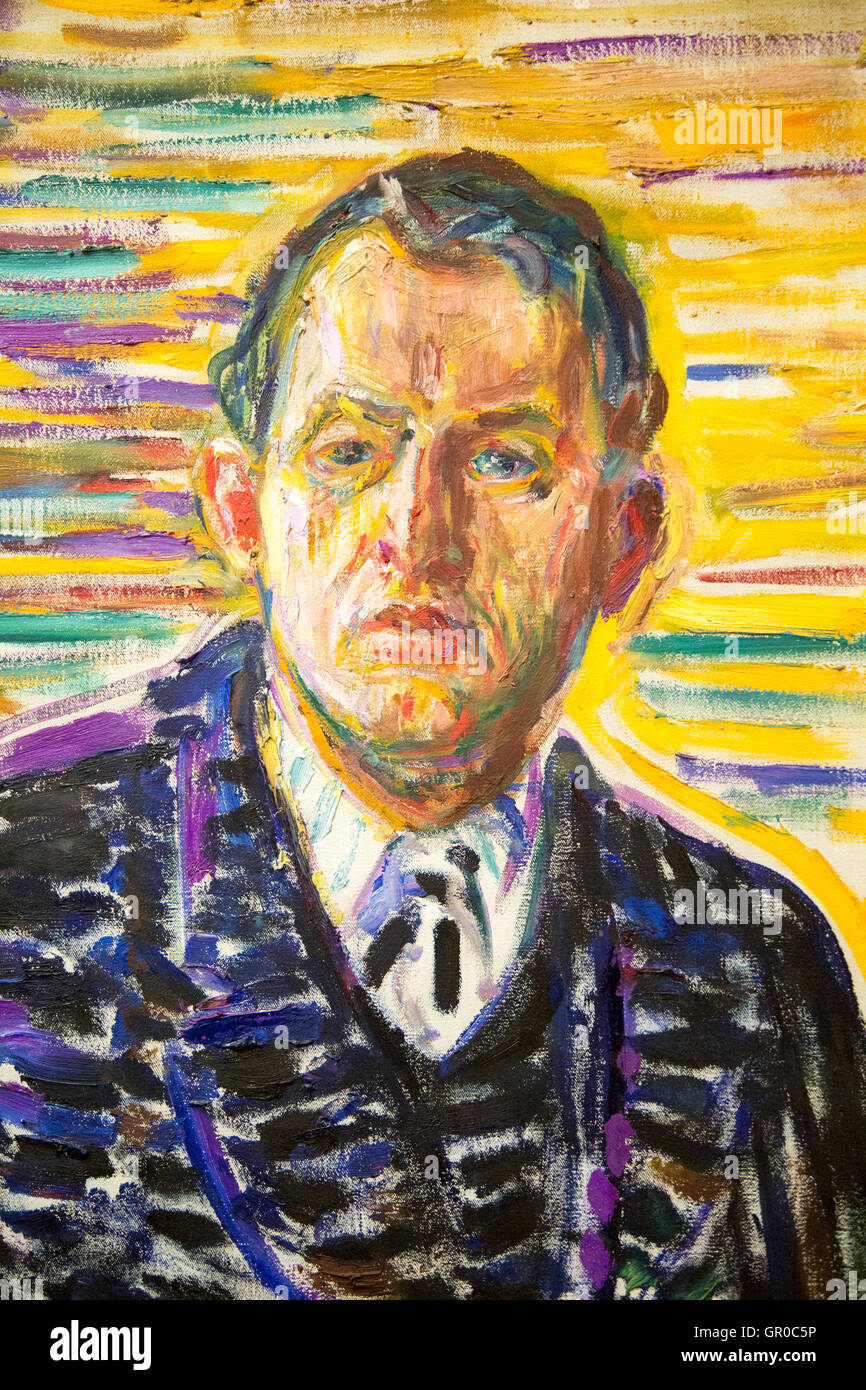 Detail der 'Selbst-Portrait 1909 Öl Malerei der Klinik" auf Leinwand von Edvard Munch 1863-1944, Kode 3 Kunstgalerie Bergen, Norwegen Stockfoto