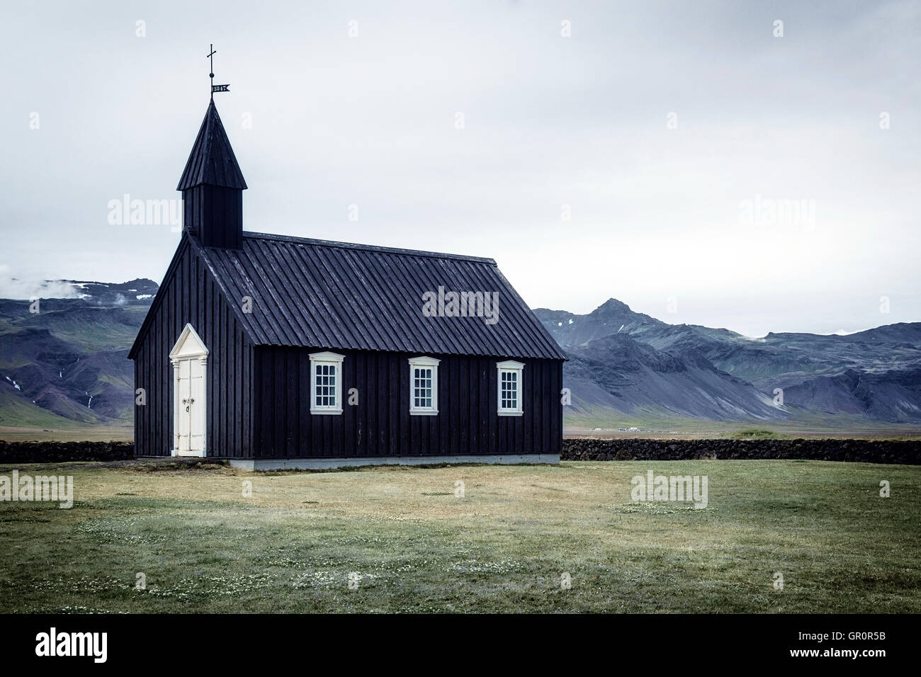 Budir, schwarze Kirche, Snaefellsnes, Island Stockfoto Budir, schwarze Kirche, Snaefellsnes, Island Stockfoto