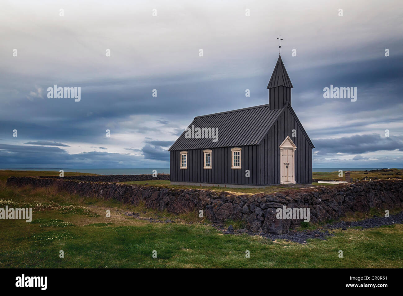 Budir, schwarze Kirche, Snaefellsnes, Island Stockfoto Budir, schwarze Kirche, Snaefellsnes, Island Stockfoto