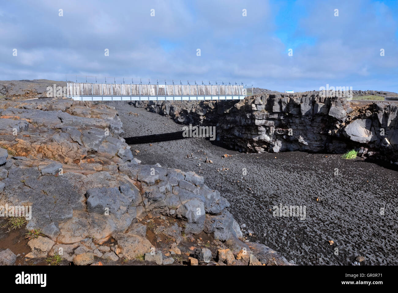 Leif das Lucky Brücke, Brücke zwischen den Kontinenten, Reykjanes, Island Stockfoto