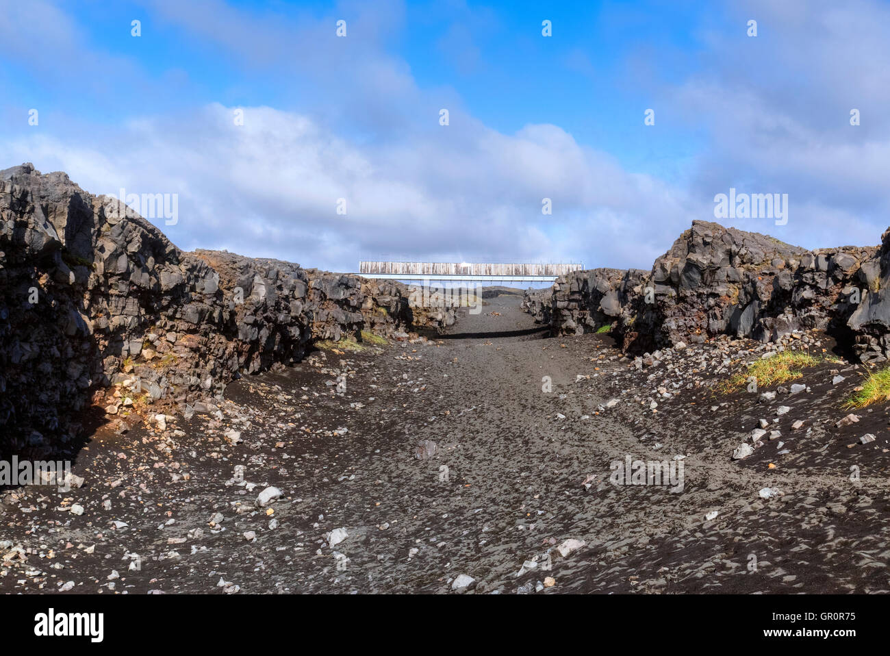 Leif das Lucky Brücke, Brücke zwischen den Kontinenten, Reykjanes, Island Stockfoto