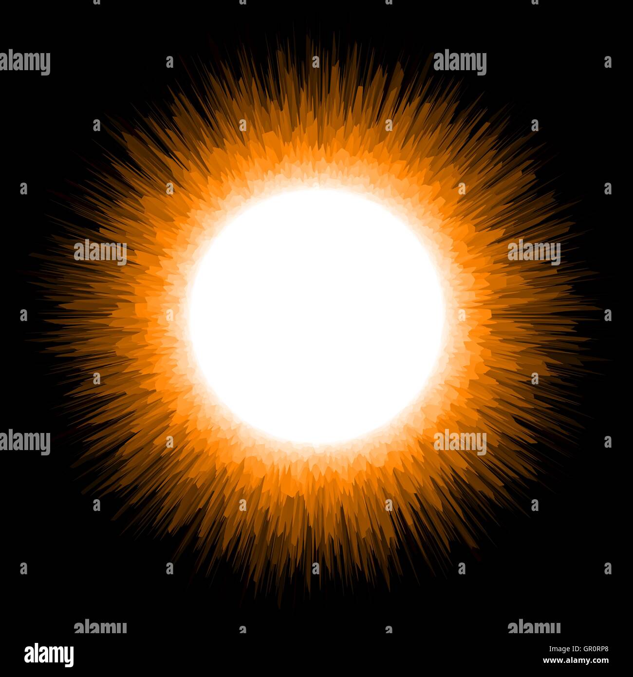 Abstrakte geschichteten Sonne. Auf schwarzem Hintergrund isoliert. Vektor-Illustration. Stock Vektor