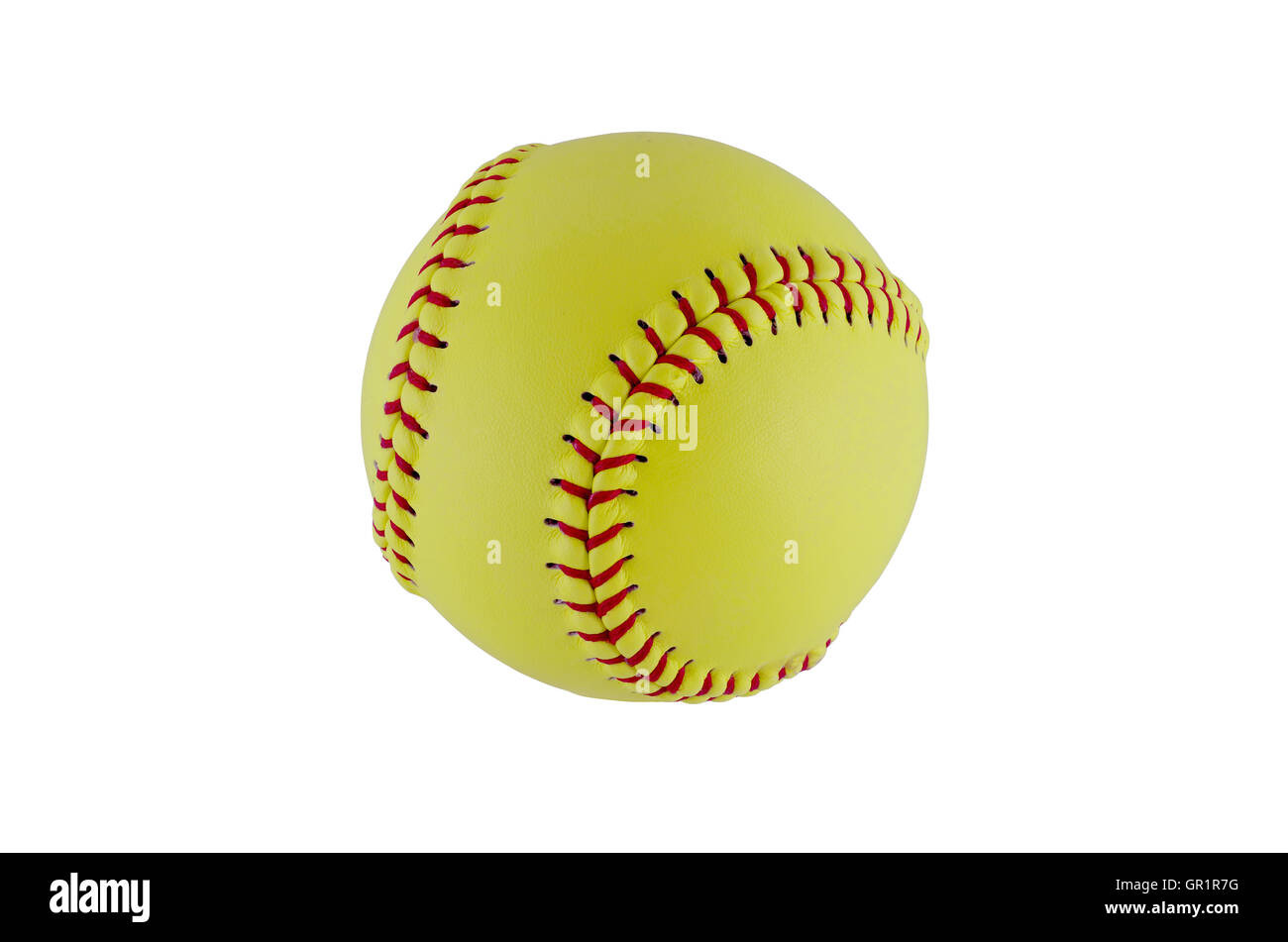 Softball auf klaren weißen Hintergrund. Clipping-Pfad enthalten. Stockfoto