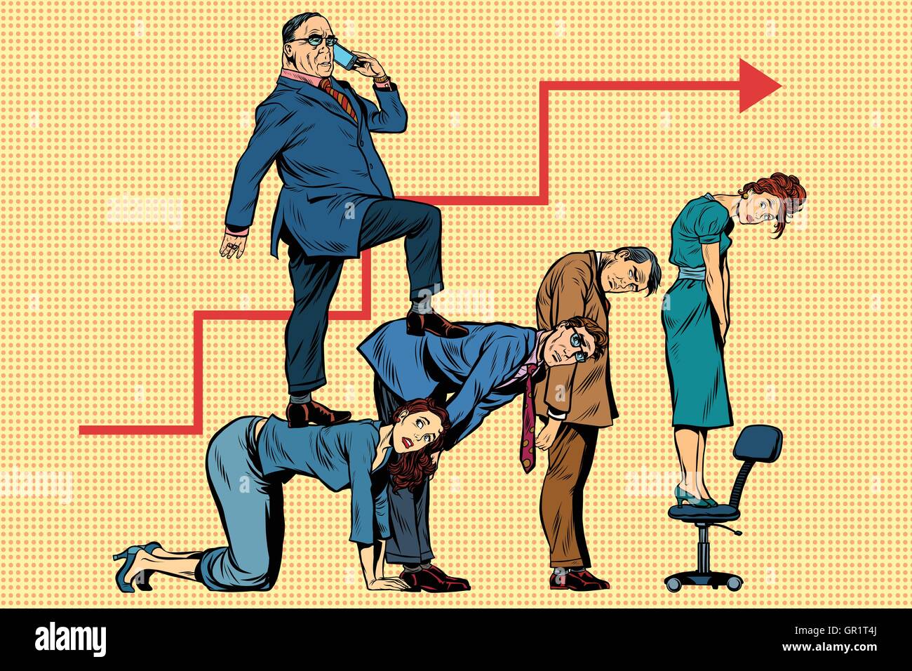 Boss Business-Karriere auf dem Rücken der Arbeitnehmer Stock Vektor
