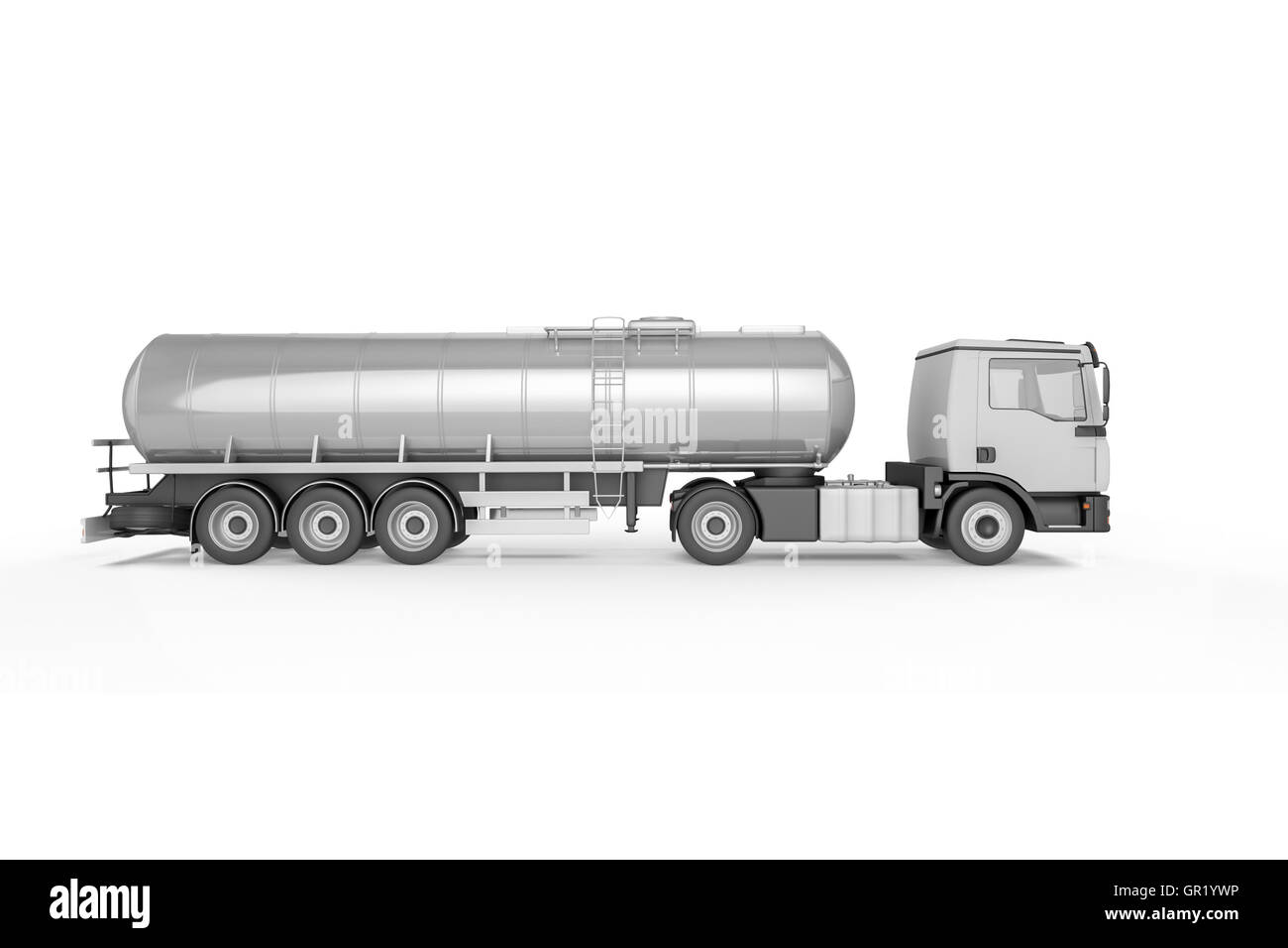 Großer Tanker-LKW isoliert auf weißem Hintergrund. Mock-up - 3D Illustration Stockfoto