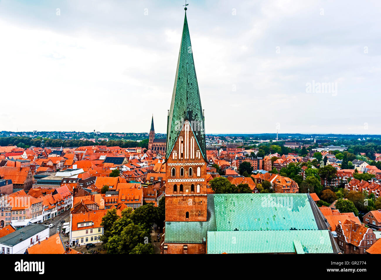 Lüneburg in der Vogelpersektive; aus der Vogelperspektive von Lüneburg Stockfoto