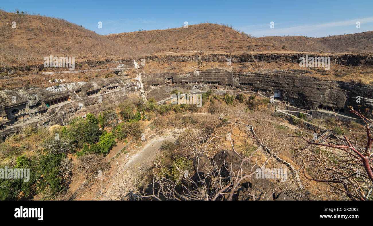 Ajanta Höhlen nahe Aurangabad, Bundesstaat Maharashtra in Indien Stockfoto