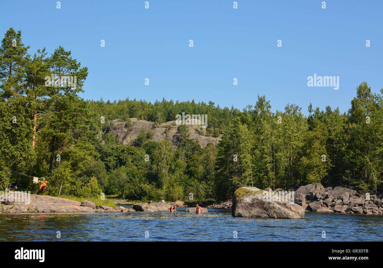 Die Inseln nördlich von See Ladoga. Stockfoto