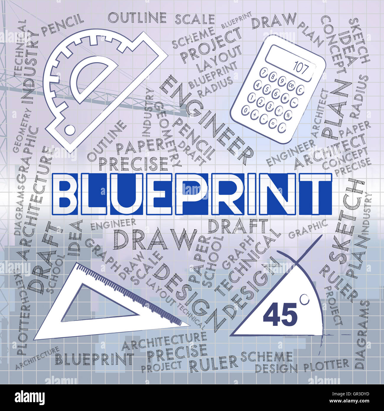 Bauplan Zeichnung repräsentieren Designer Design und kreative Stockfoto