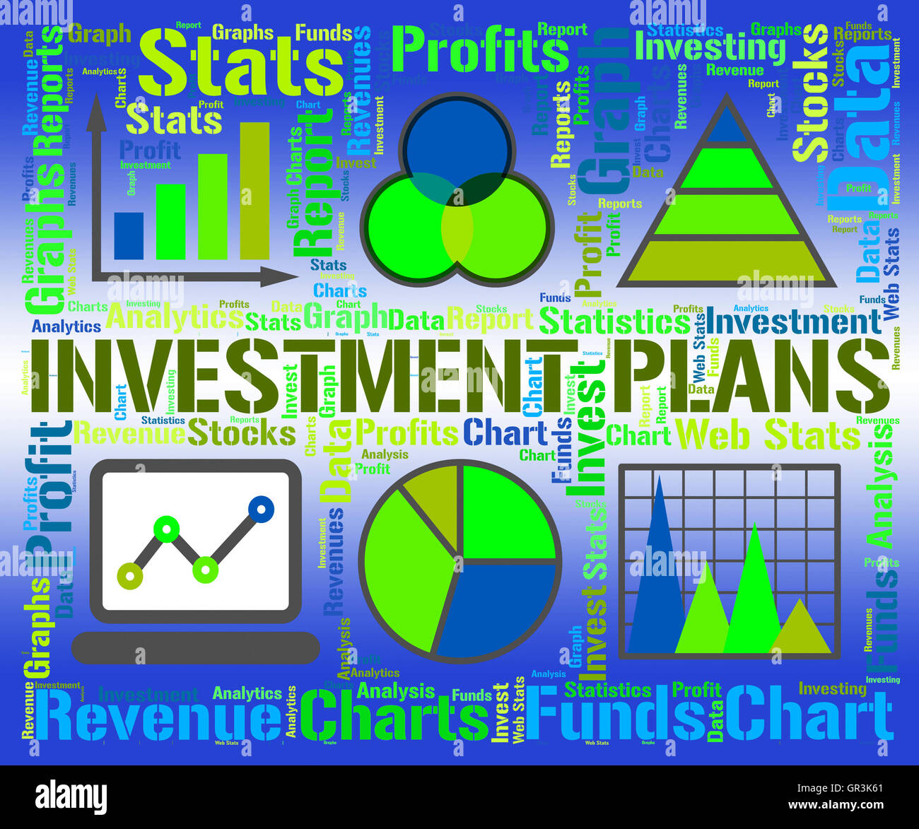Investitionspläne heißt Portfolio Proposition und Aktien Stockfoto