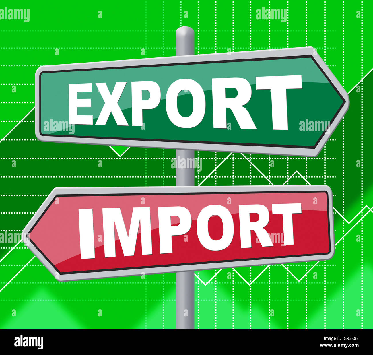 Export Import kaufen im Ausland vertreten und Nachricht Stockfoto