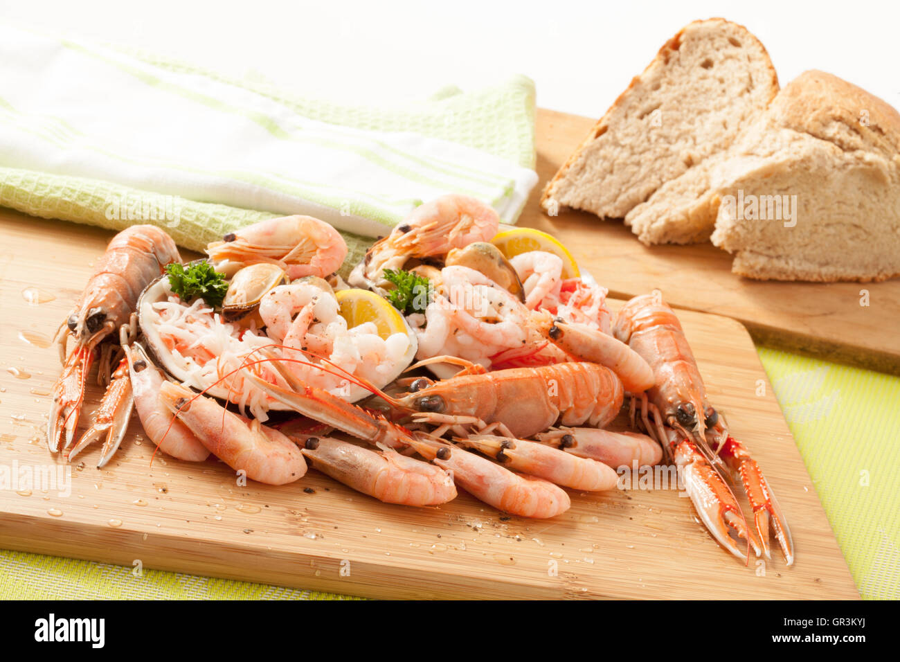 Garnelen und Meeresfrüchte-Platte Stockfoto