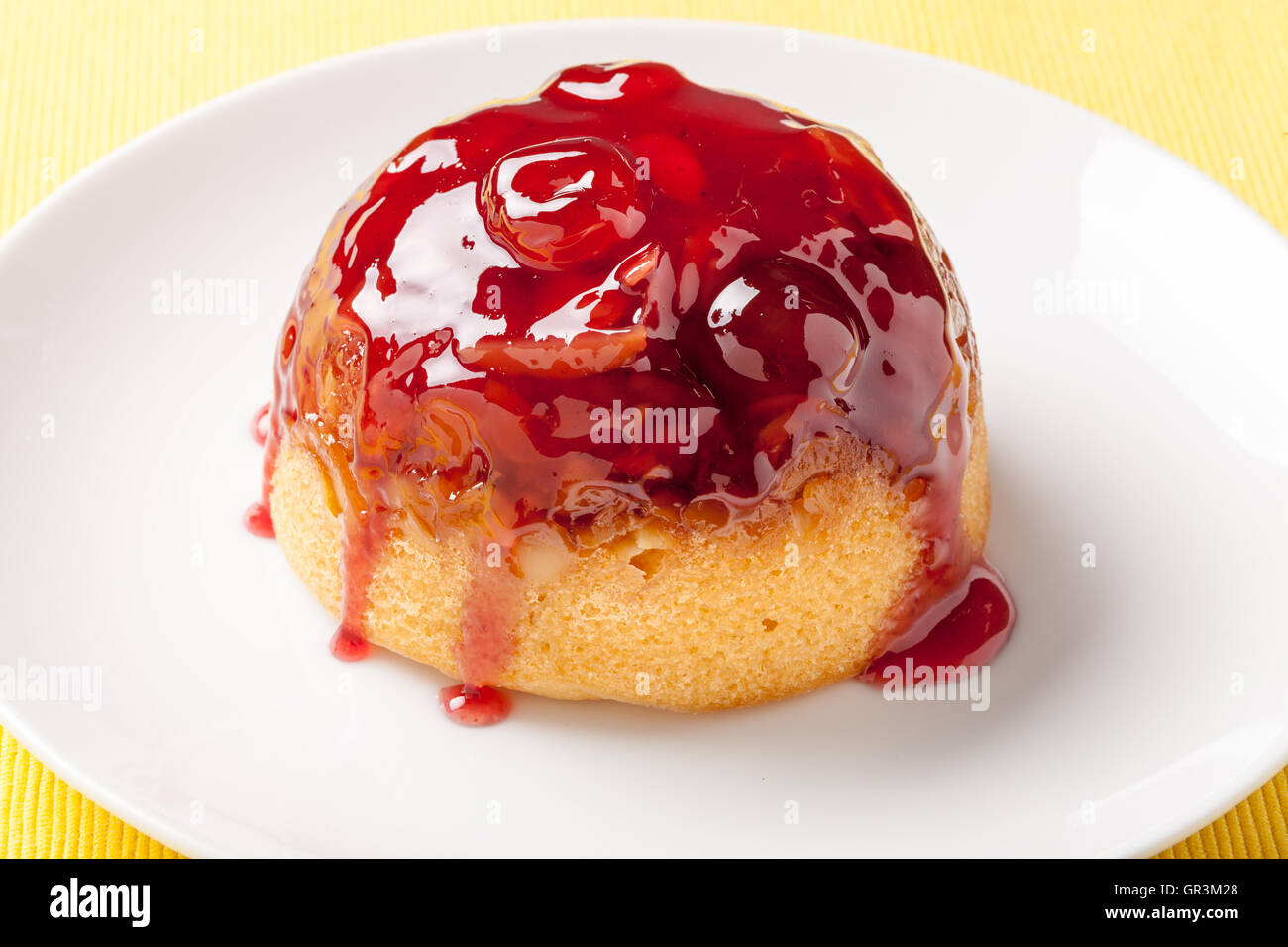 Jam Sponge Pudding Stockfoto