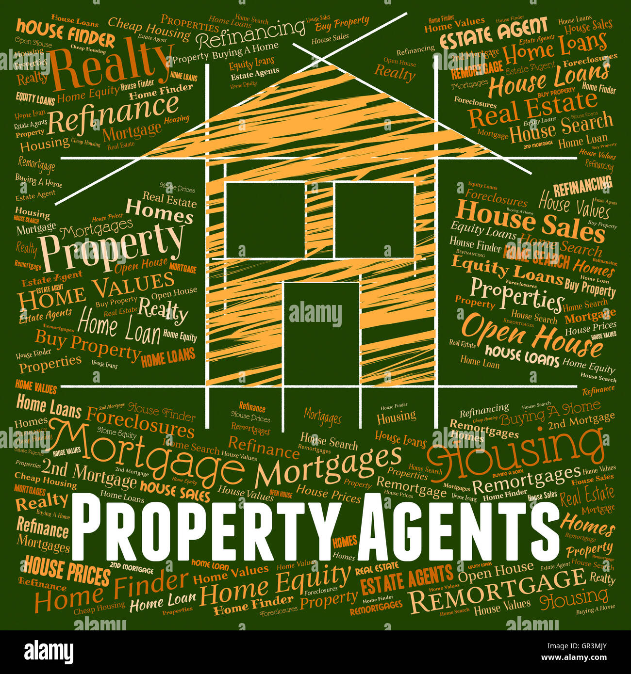 Immobilien-Agentur, die darauf hinweist, Immobilien und Grundstücke Stockfoto