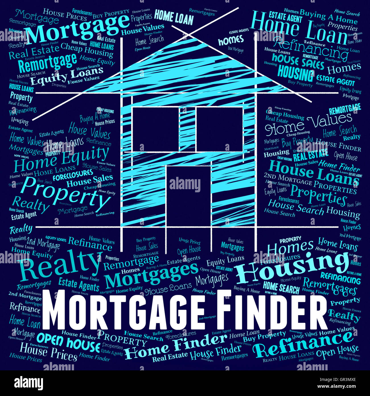 Hypotheken-Finder zeigt Immobilien und entdecken Stockfoto