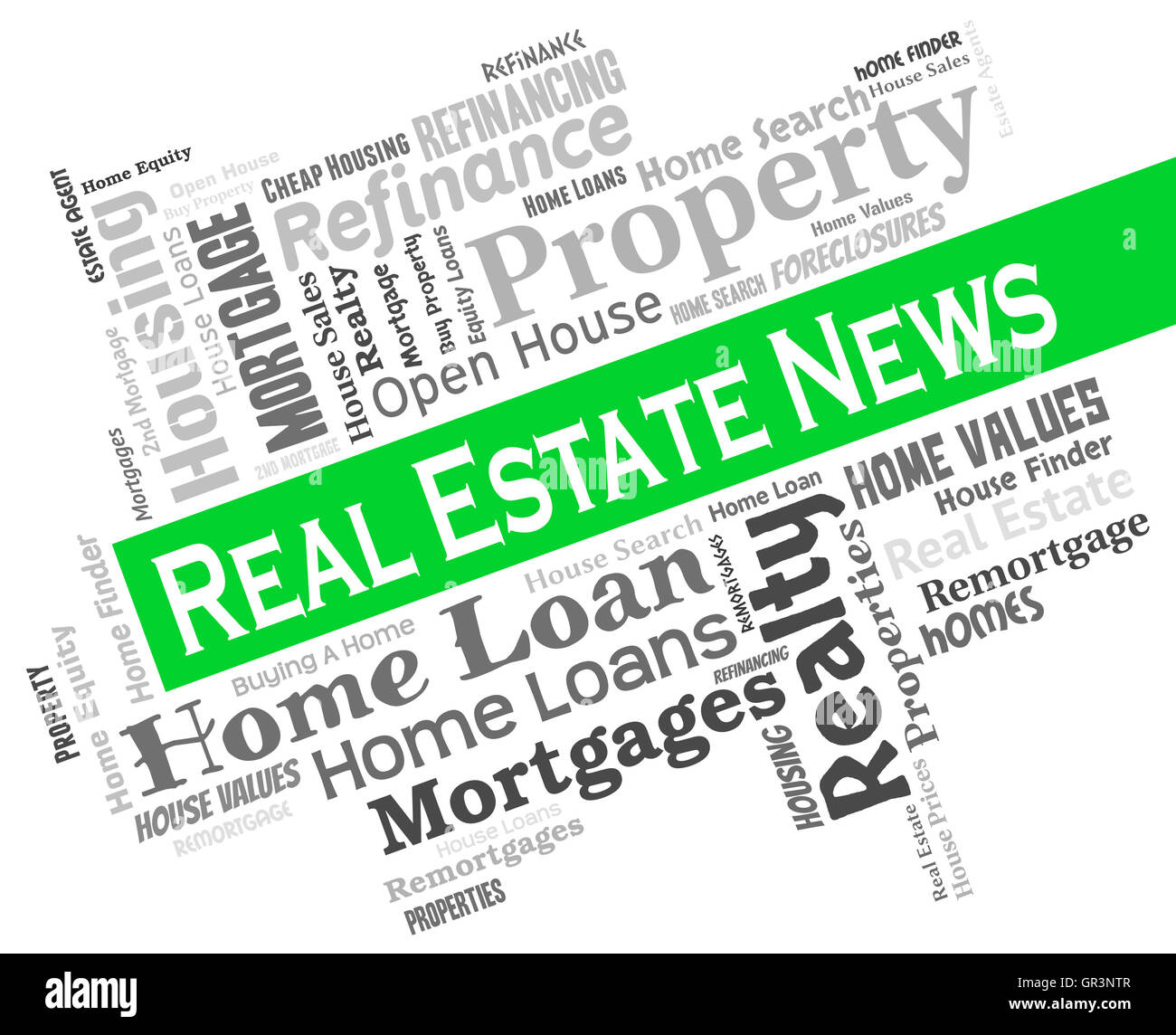 Immobilien News Immobilien-Markt und Zeitungen zeigen Stockfoto