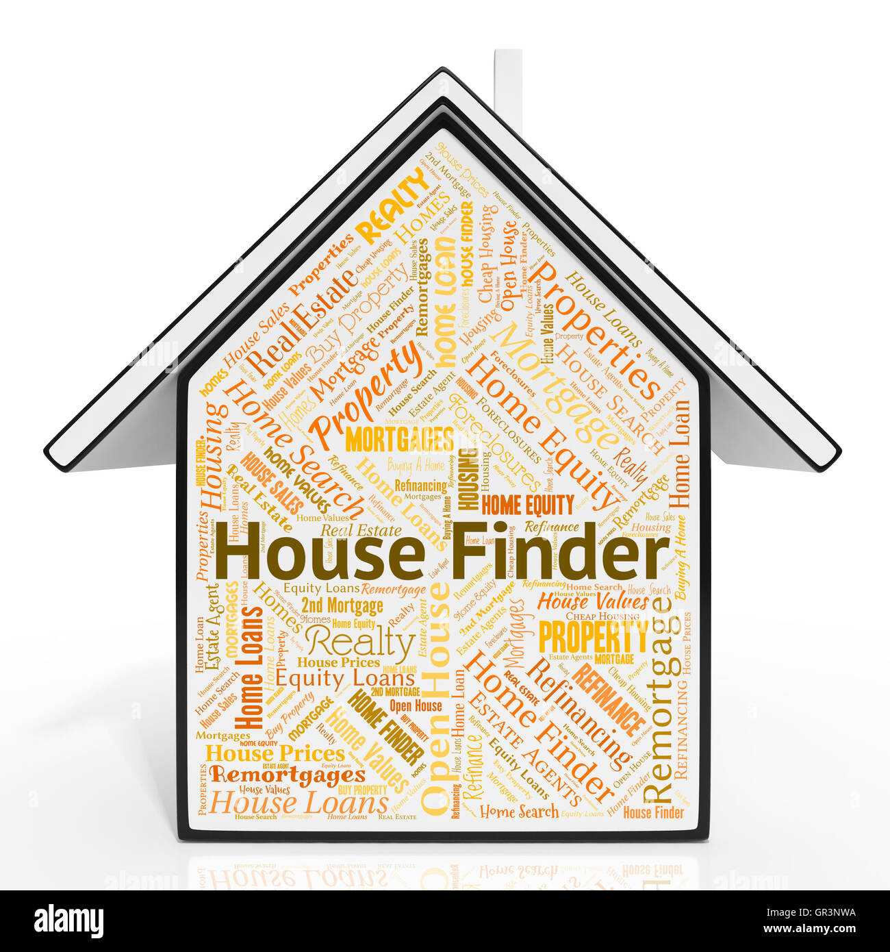 Haus Finder Bedeutung Finders wohnen und Immobilien Stockfoto
