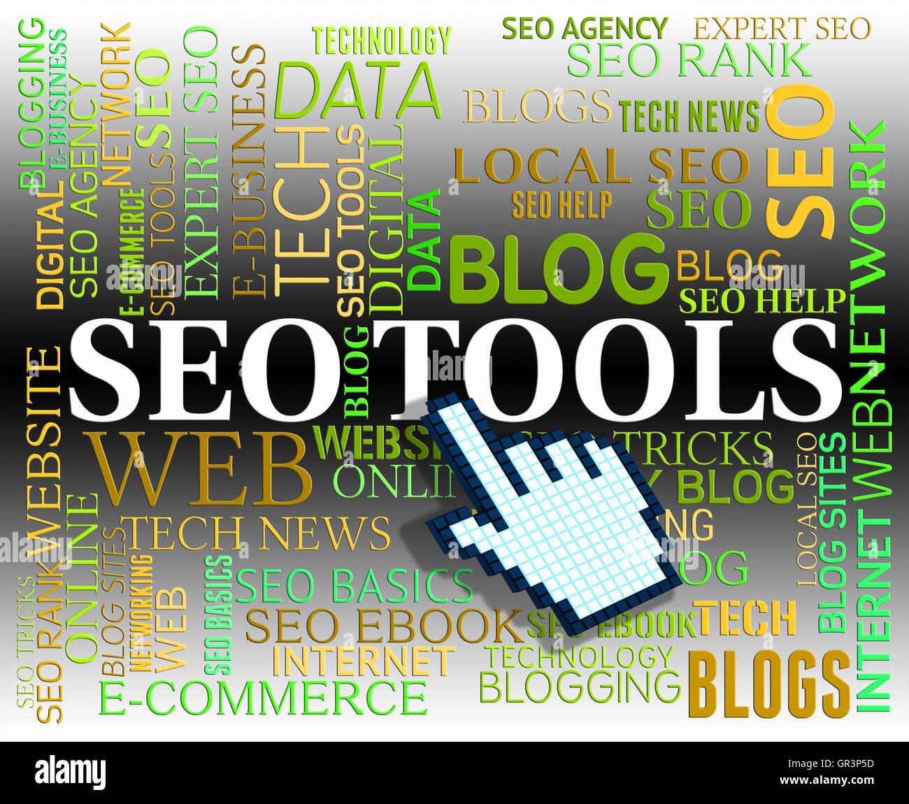 SEO-Tools, also Search Engine und Www Stockfoto