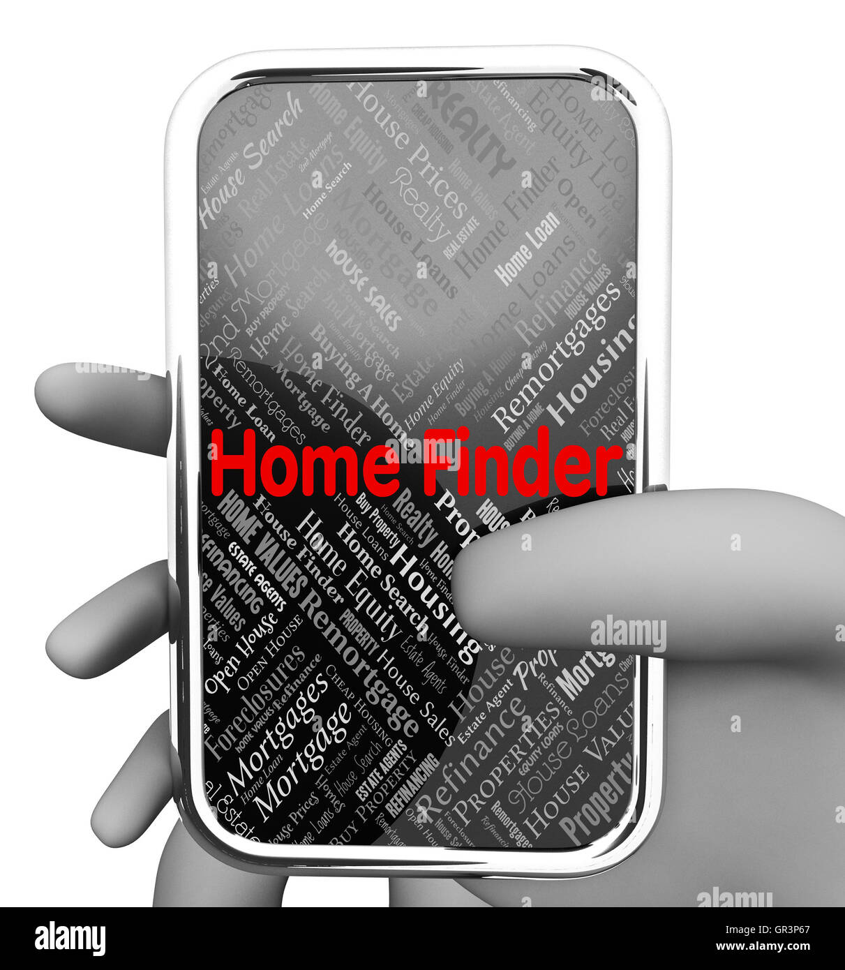 Home Finder Vertretung suchen und Telefon Stockfoto
