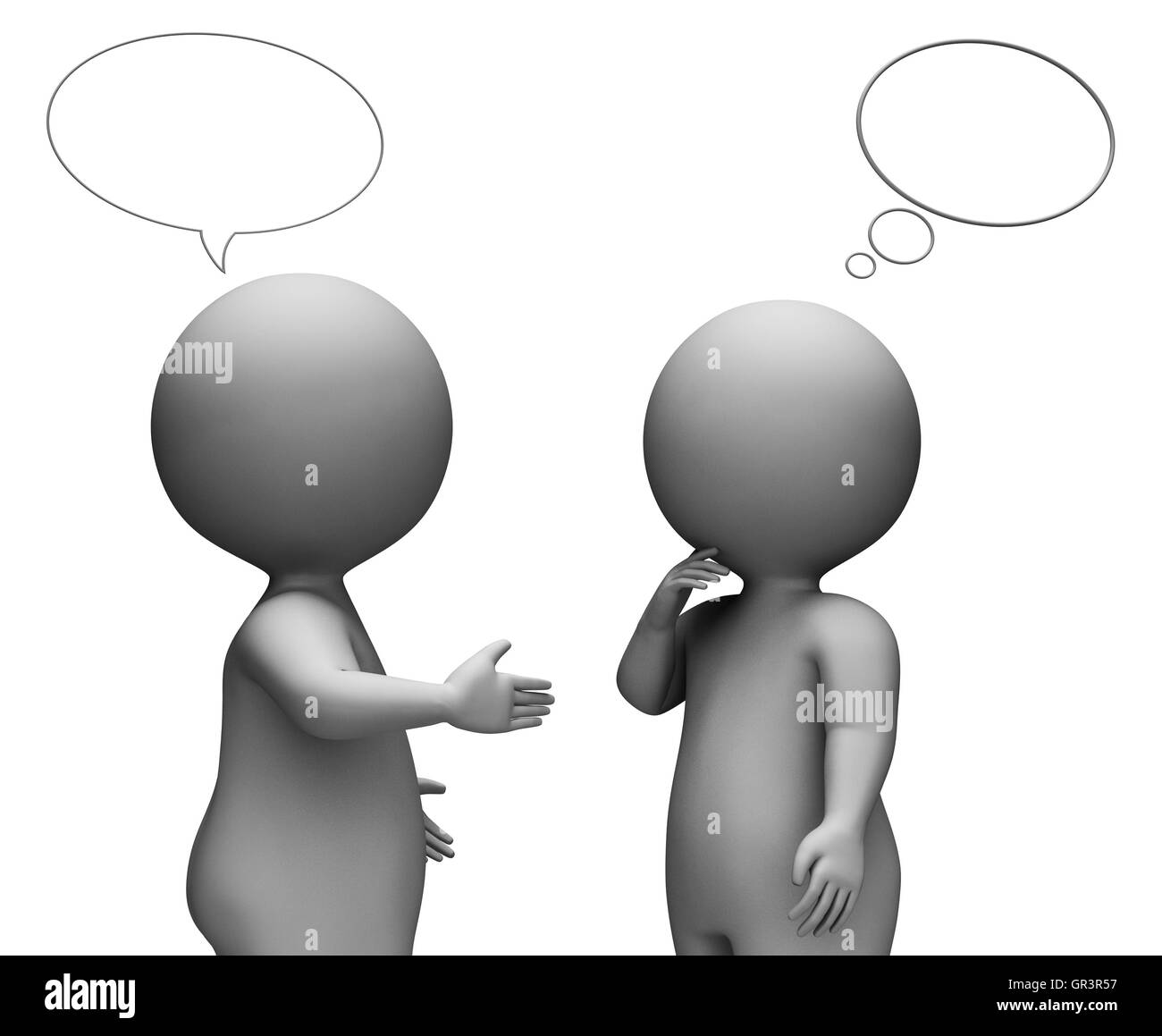 Speech Bubble Chat Dialog anzeigt und sprechen 3D-Rendering Stockfoto