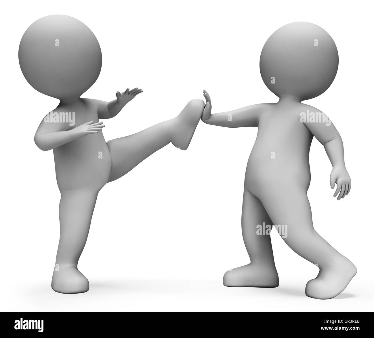 Karate Zeichen zeigen, Muay Thai und Rendern 3d Rendering Stockfoto