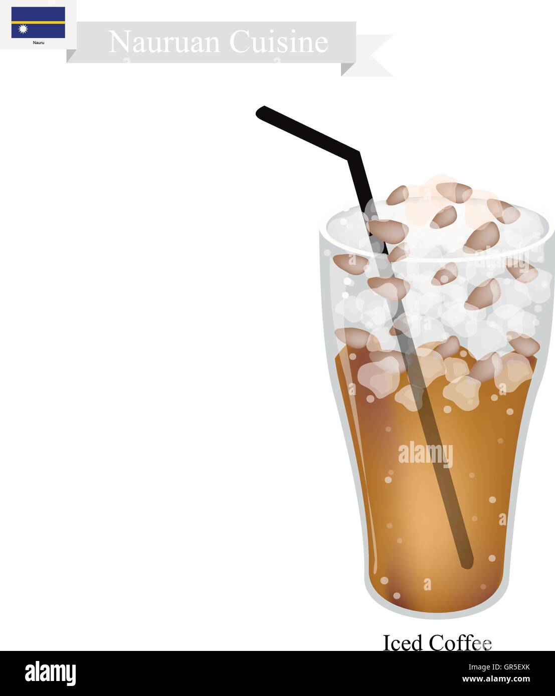 Nauruische Küche, Eiskaffee ist eines der berühmtesten Getränk in Nauru. Stock Vektor