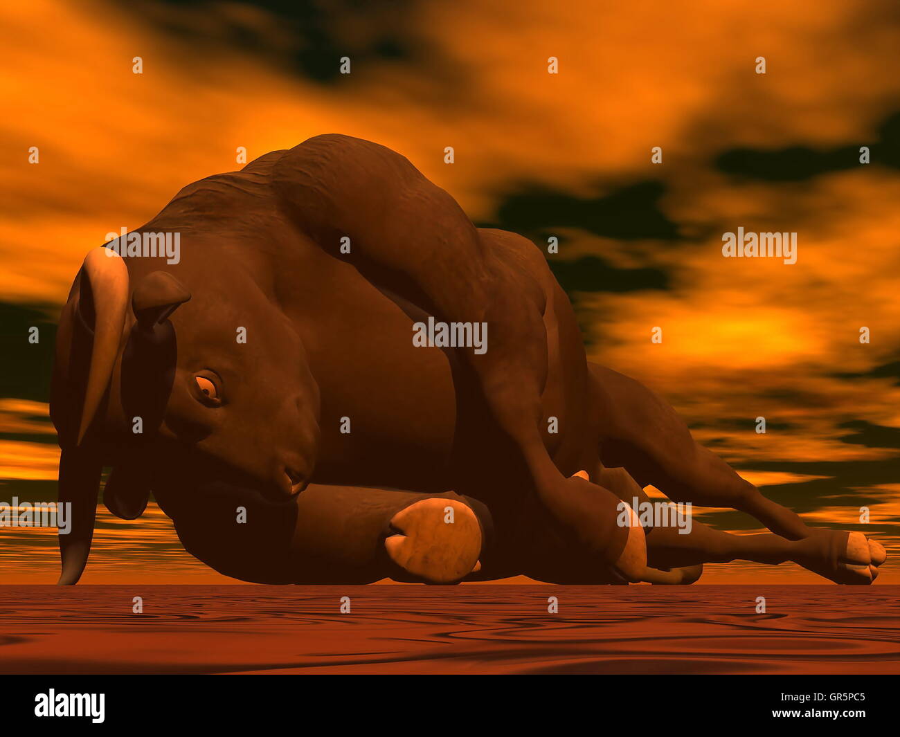 Sterbende Bull - 3D render Stockfoto