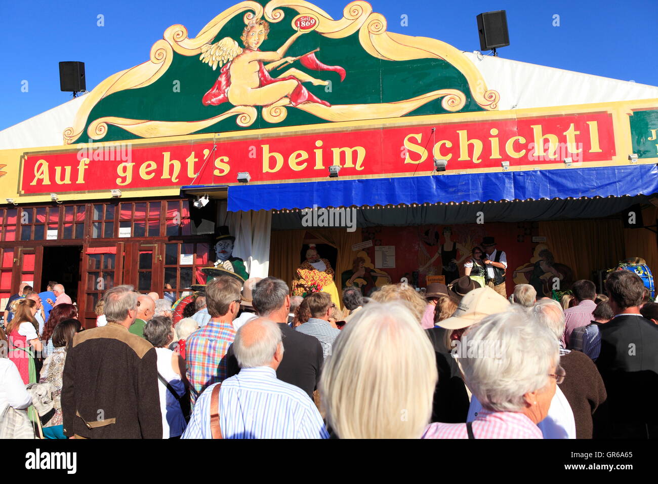 Auf Geht´S Beim Schichtl, Oktoberfest, München, Bayern, Deutschland Stockfoto