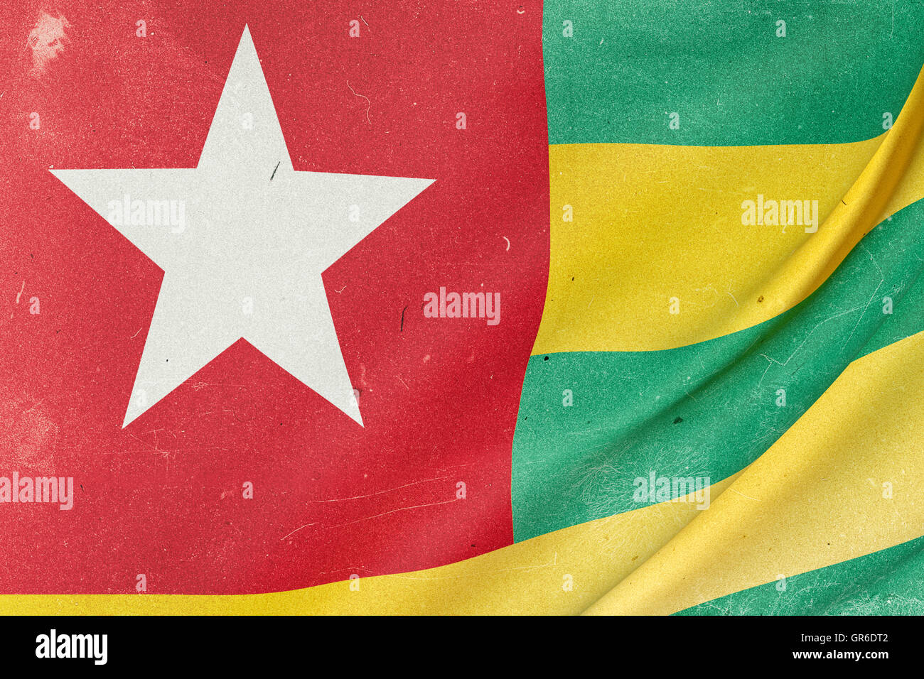 3D-Rendering ein alt und schmutzig Republik Togo Flagge winken Stockfoto