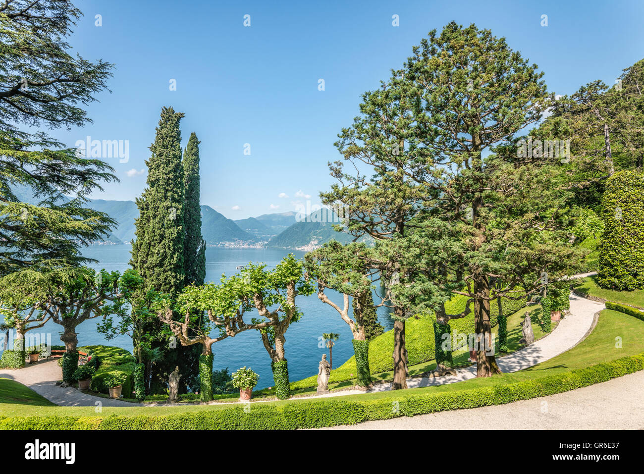 Garten der Villa Balbianello, Lenno am Comer See, Lombardei, Italien Stockfoto