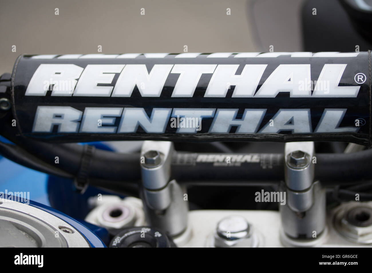 Firmenlogo für Renthal Ltd, ein britischer Hersteller von Motorrad-Produkte, Stockfoto
