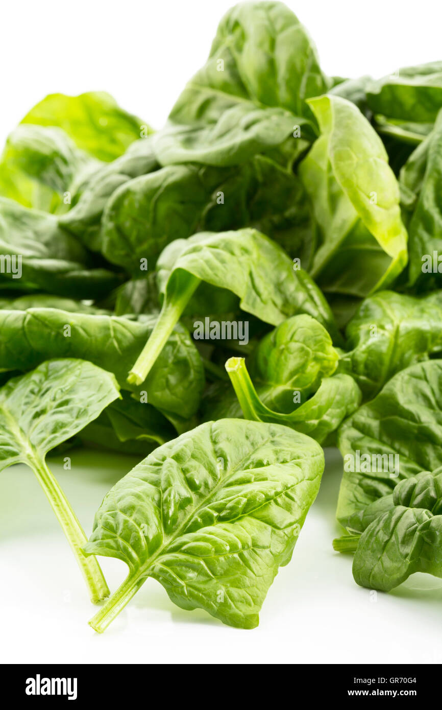 Frischem Blattspinat Stockfoto