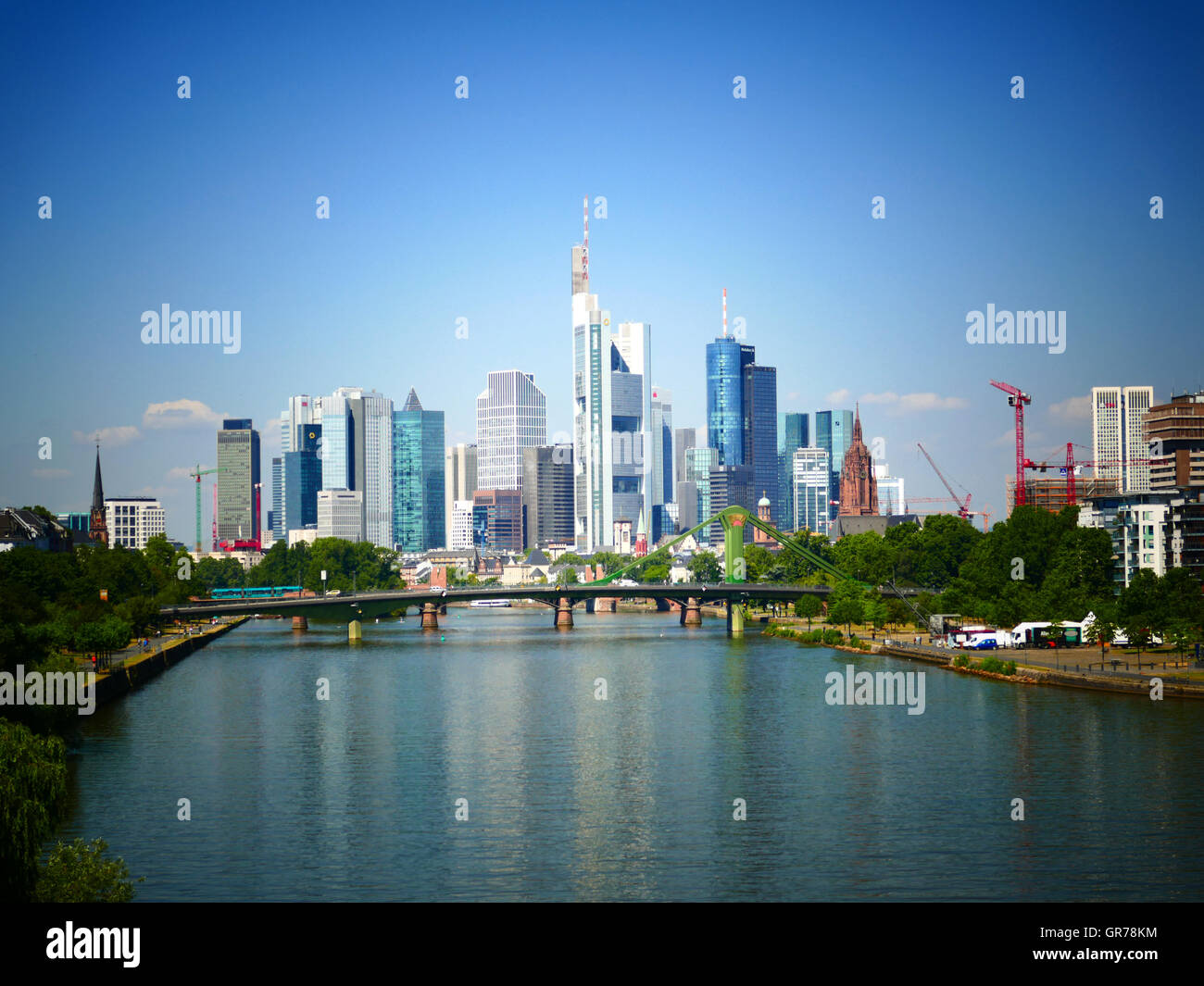 Skyline von finanziellen Europastadt Frankfurt Am Main Deutschland Europa Stockfoto