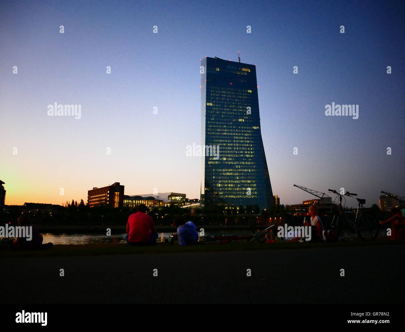 Skyline von finanziellen Europastadt Frankfurt Am Main Deutschland Europa Stockfoto