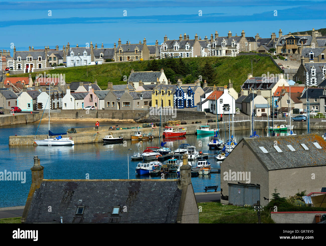 Findochty mit Hafen, Schottland, Großbritannien Stockfoto