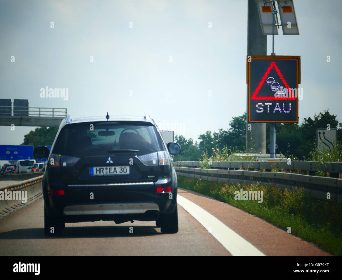 Europa Deutschland deutsche Autobahn Autobahn Autobahn Stau Zeichen Stockfoto