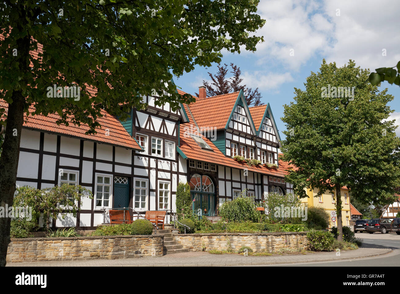 Schledehausen, Fachwerkhaus im unteren Sachsen, Deutschland, Europa Stockfoto