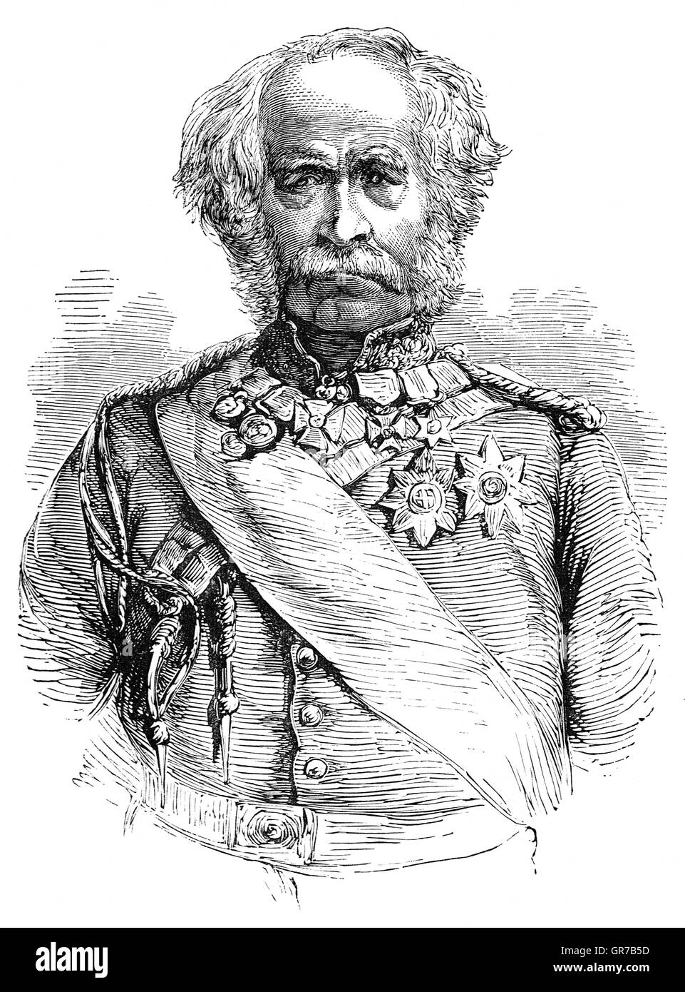 Feldmarschall Hugh Gough, 1. Viscount Gough,(1779 – 1869) war ein britischer Offizier. Während des Unabhängigkeitskrieges kommandierte er das 2. Bataillon des 87. (Royal Irish Fusiliers) Regiment des Fusses. Nach seiner Tätigkeit als Oberbefehlshaber der britischen Streitkräfte in China während des ersten Opium-Krieg, er wurde Oberbefehlshaber, Indien und führte die britischen Streitkräfte im Kampf gegen die Mahrattas besiegen entscheidend zum Abschluss der Kampagne Gwalior und befahl dann die Truppen, die Sikhs während der erste Anglo-Sikh-Krieg und der zweite Anglo-Sikh-Krieg besiegt. Stockfoto