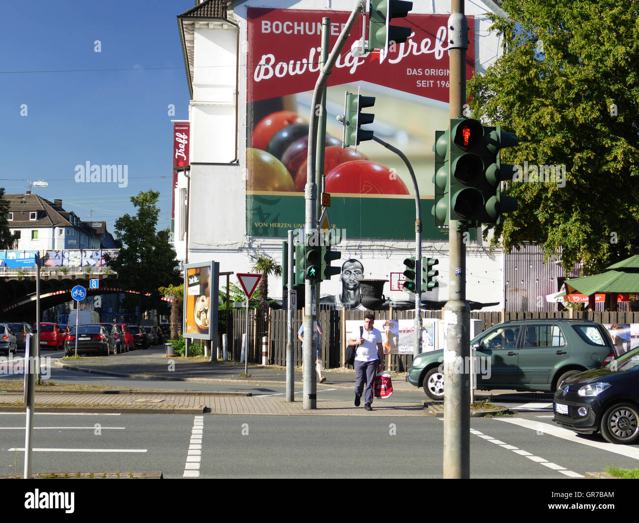 Straße Kunst Wandbild Wandmalerei in Bochum Nordrhein Westfalan Deutschland Europa Stockfoto