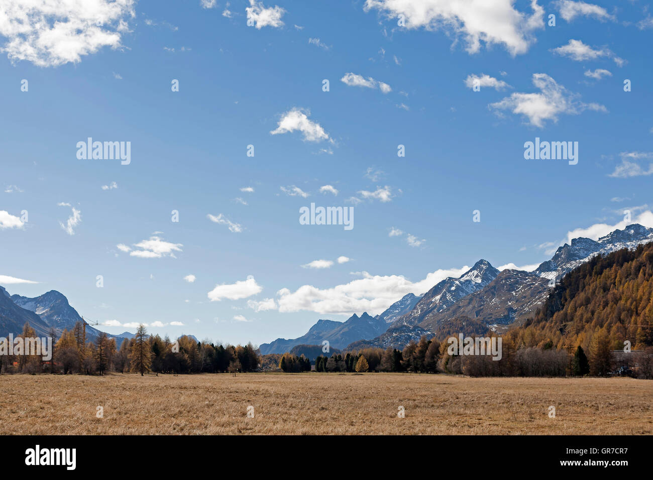Landschaft im Herbst Oberengadin Stockfoto