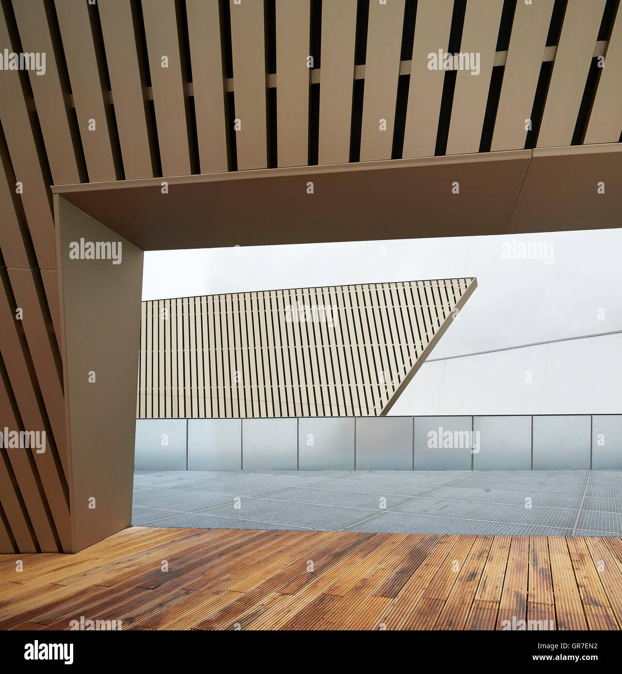 Detail der Aussichtsplattform. Centre du Congres, Mons, Belgien. Architekt: Libeskind, 2015. Stockfoto